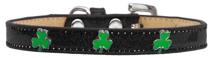 Shamrock Widget Dog Collar Black Ice Cream Size 20